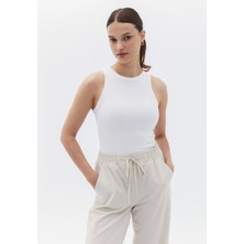 Kadın 2'li Paket Fitilli Halter Yaka Örme Atlet T-Shirt