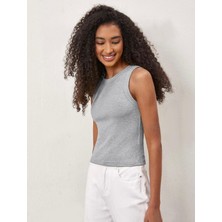 Kadın 2'li Paket Fitilli Halter Yaka Örme Atlet T-Shirt