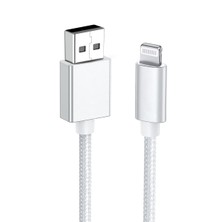 Deji iPhone Uyumlu Hızlı Şarj Kablosu Usb To Lightning 5/ 5s/ 6/ 6s/ 7 / Plus / Se 1 2 3 Nesil Örgülü Beyaz