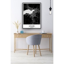 Hari Tasarım Izmir Şehir Haritası Çerçevesiz Poster-Harita Sanatı, Map Art Design