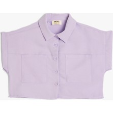 Koton Crop Gömlek Kısa Kollu Cep Detaylı Modal Kumaş