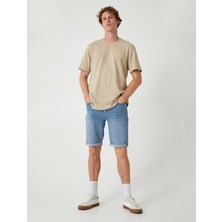 Koton Slim Fit Kot Şort Cep Detaylı Katlamalı Paça Pamuklu