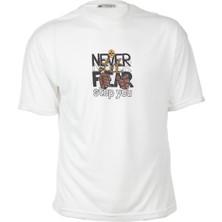 John Borners Erkek Ön Arka Never Baskılı 2`li T-Shirt Seti - %100 Pamuk Beyaz ve Yeşil