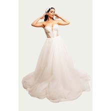 Canım Kendim Store Inci Beyazı Transparan Detaylı Helen Model Gelinlik