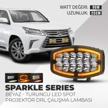 C9 Sparkle 10'' Beyaz Turuncu LED Spot Projektör + Drl Çalışma Lambası Tır Kamyon Araç Kaput Tampon Tavan Çatı Işıkları