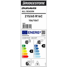 Bridgestone 215/65 R16C 106/104T Duravis All Season Dört Mevsim Lastiği (Üretim Yılı: 2024)