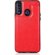 Bdt Shop Samsung Galaxy A20S Pu Deri Kickstand Kart Yuvaları Çift Için Cüzdan Kılıf (Yurt Dışından)