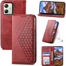 Bdt Shop Motorola Moto G54 Günlük Kullanım Için Flip Case El Kayışı Eşkenar Dörtgen Şekli Cüzdan (Yurt Dışından)