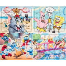 Çocuklar Için Ahşap Eğitici Öğretici Renkli puzzle Yapboz 4'lü Set 30 Parça