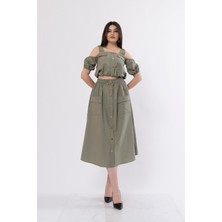 MissVina Paraşüt Kumaş Üst Blerolu Etek Takım