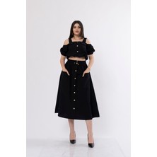 MissVina Paraşüt Kumaş Üst Blerolu Etek Takım