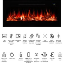 Wood Shut Pagla 130 - Isıtmalı Elektrikli Şömine Sınırsız Renkli Cam Çerçeveli