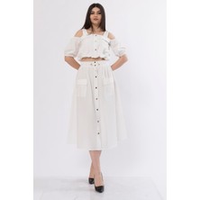 MissVina Paraşüt Kumaş Üst Blerolu Etek Takım