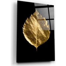 Binlerce Tablo Gold Yapraklar Cam Tablo | Hediyelik, Dekoratif, Ofis, Mutfak