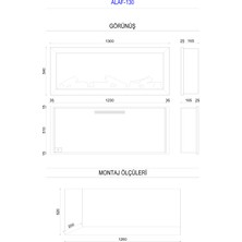 Alaf 130- Isıtmalı Elektrikli Şömine Sınırsız Renkli Metal Çerçeveli