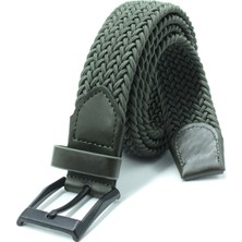 Derikem Ikil Elastik Örgü Kemer 3 5cm Siyah ve Yeşil Lastik Kemer Unisex 2 Adet