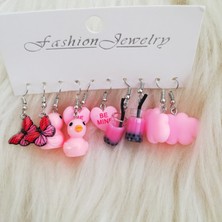 Dream Butik 5'li Pembe Küpe Seti 1