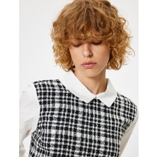 Koton Crop Bluz Gömlek Yaka Uzun Kollu Tüvit Kumaş Detaylı Slim Fit