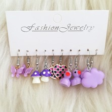 Dream Butik 5'li Lila Küpe Seti 1