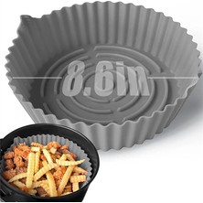 Qcuiil 8.6 Inç Hava Fritöz Silikon Pot, Silikon Hava Fritöz Gömlekleri Fırın Aksesuarları Isıya Dayanıklı, Yeniden Kullanılabilir Hava Fritözler Astar Gri (Yurt Dışından)