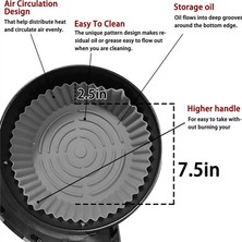 Qcuiil 8.6 Inç Hava Fritöz Silikon Pot, Silikon Hava Fritöz Gömlekleri Fırın Aksesuarları Isıya Dayanıklı, Yeniden Kullanılabilir Hava Fritözler Astar Gri (Yurt Dışından)
