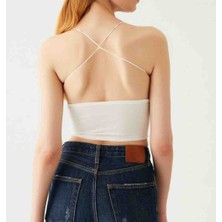 Pink Beyaz Renk Butterfly Crop Top