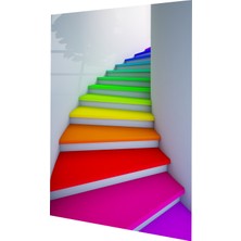 Binlerce Tablo 3D Rengarenk Merdiven Görseli Cam Tablo | Hediyelik, Dekoratif, Ofis, Mutfak