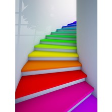 Binlerce Tablo 3D Rengarenk Merdiven Görseli Cam Tablo | Hediyelik, Dekoratif, Ofis, Mutfak