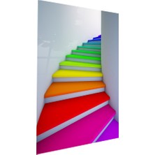 Binlerce Tablo 3D Rengarenk Merdiven Görseli Cam Tablo | Hediyelik, Dekoratif, Ofis, Mutfak