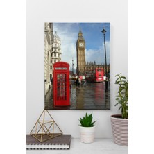 Binlerce Tablo Londra Saat Kulesi ve Telefon Kulübesi | Hediyelik, Dekoratif, Ofis, Mutfak