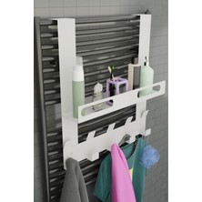 Risingmaber Beyaz Raflı Havlupan Askısı Banyo Petek Askısı ve Raflı Havlu Askılığı, Banyo Peteği Askılığı MT105B