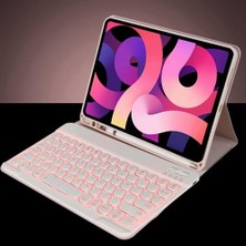 ipad Air4 Qwert Tablet Kılıf, Yuvarlak Keycap Klavye Kılıfı ile Kalem Yuvası, Arkadan Aydınlatmalı Klavye Silikon Bölünmüş Kılıf, iPad Air4 Için Uygun4 | Klavyeler (Yurt Dışından)