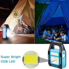 3 In 1 Güneş USB Şarj Edilebilir Cob LED Kamp Fener, Cihaz Için Şarj, Su Geçirmez Acil Fener LED Işık | Taşınabilir Fenerler (Mavi) (Yurt Dışından)