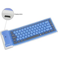 Qwerty Mını Kablosuz Bluetooth Bilgisayar Klavye Ergonomik Katlanabilir Şarj Edilebilir Keycap Ipad Pc Için Taşınabilir Silikon Su Geçirmez Tuş Takımı | Klavye (Mavi) (Yurt Dışından)