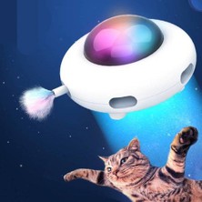 Otomatik Kedi Oyuncak, Elektrikli Akıllı Flying Saucer Ufo Tüy Çubuğu (Yurt Dışından)