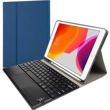 Qwerty Bluetooth Klavye Kılıf ipad 10.2 Hava 10.5 Pro 10.5 Kablosuz Klavye Deri Dokunma | Klavyeler (Mavi) (Yurt Dışından)