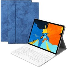 Qwerty Apple iPad Pro 11 Inç Kablosuz Akıllı Uyku Klavye + Koruyucu Kılıf Seti | Klavyeler (Mavi ve Beyaz Klavye) (Yurt Dışından)