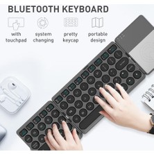 Qwert Katlanabilir Klavye Bluetooth Kablosuz ile Touchpad ile Şarj Edilebilir iPad Tablet Notebook MacBook Ios Android Windows Telefon | Klavyeler (Yurt Dışından)