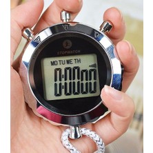 Lüks 1/100 Ikinci Centisecond Stopwatch Elektrolizle Tam Metal 2 Lap Bölünmüş Bellek Spor Chronograph Kronometre Alarm Ipi (Yurt Dışından)