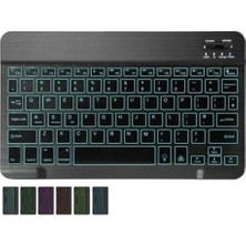 Qwert Bluetooth Kablosuz Klavye Rgb Işık 10 Inç Klavye Lenovo Apple iPad Için Mini Şarj Edilebilir Klavye Mobil Bilgisayar | Klavye (Siyah) (Yurt Dışından)