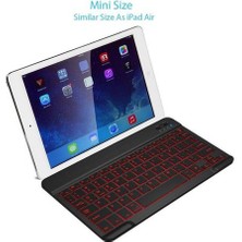 Qwert Bluetooth Kablosuz Klavye Rgb Işık 10 Inç Klavye Lenovo Apple iPad Için Mini Şarj Edilebilir Klavye Mobil Bilgisayar | Klavye (Siyah) (Yurt Dışından)