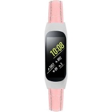 Samsung Galaxy Fit-E / SM-R375 Için Pembe Çerçeveli Pu Timsah Saat Bandı Kayışı (Yurt Dışından)