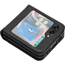 YH Market Samsung Galaxy Z Flip6 Manyetik Kapatma Bilek Kayışı Pu Kart Için Flip Case (Yurt Dışından)