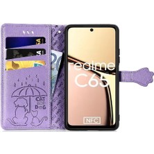 YH Market Realme C65 Için Flip Case Kısa Kayış Kapak Kapak Karikatür Hayvanlar Deri (Yurt Dışından)