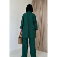 Alice Oversıze Gömlek ve Bol Kesim Pantolon Takım - Zümrüt