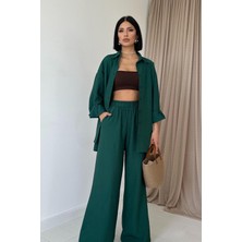 Alice Oversıze Gömlek ve Bol Kesim Pantolon Takım - Zümrüt