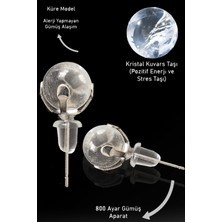 Tesbih Atölyesi Sertifikalı Gerçek Kristal Kuvars Taşı Nokta Doğal Taş Küpe