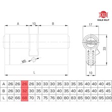 Kale Kilit | 164 KTBS Kilit Silindiri, Tuzaklı Kilit Göbeği  [68 mm, Nikel]