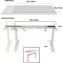 Ofis Fix Yükseklik Ayarlı Masa | Çift Motorlu| Elektrikli Masa Mekanizması | 120 kg Taşıma | Çarpışma Önleyici | Yükseklik 62-122CM