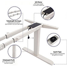 Ofis Fix Yükseklik Ayarlı Masa | Çift Motorlu| Elektrikli Masa Mekanizması | 120 kg Taşıma | Çarpışma Önleyici | Yükseklik 62-122CM